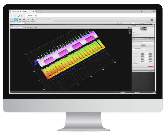 Darstellung des LMI Gocator 3504 Software im Bildschirm