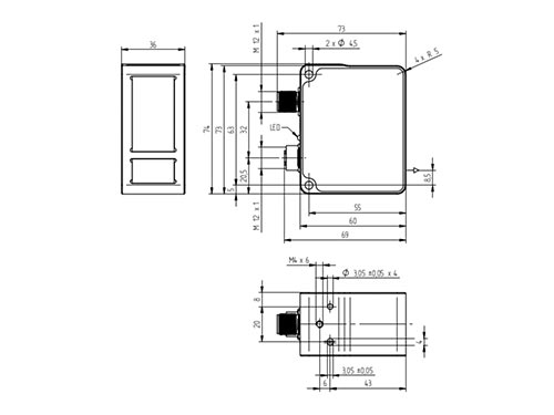 Baumer Profilsensoren OX200 technische Zeichnung 1