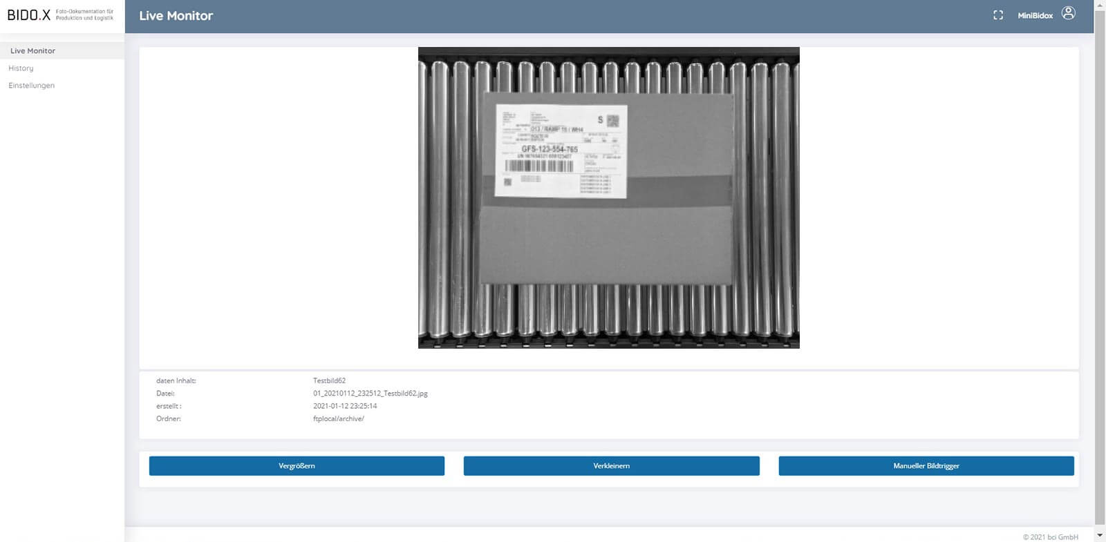 BIDO.X Screenshot der Anwendung - Live Monitor V1