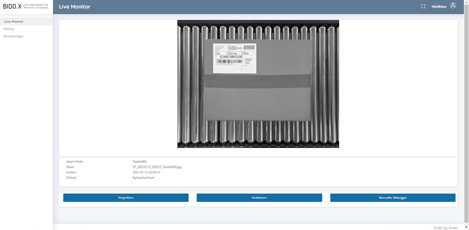 BIDO.X Screenshot der Anwendung - Live Monitor V2
